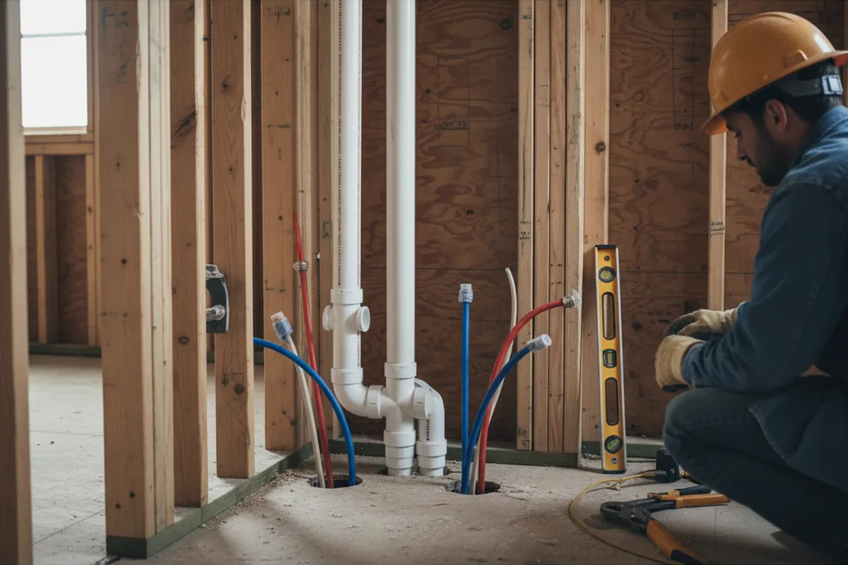 Drain and supply rough-in during Leak Detection in Longs